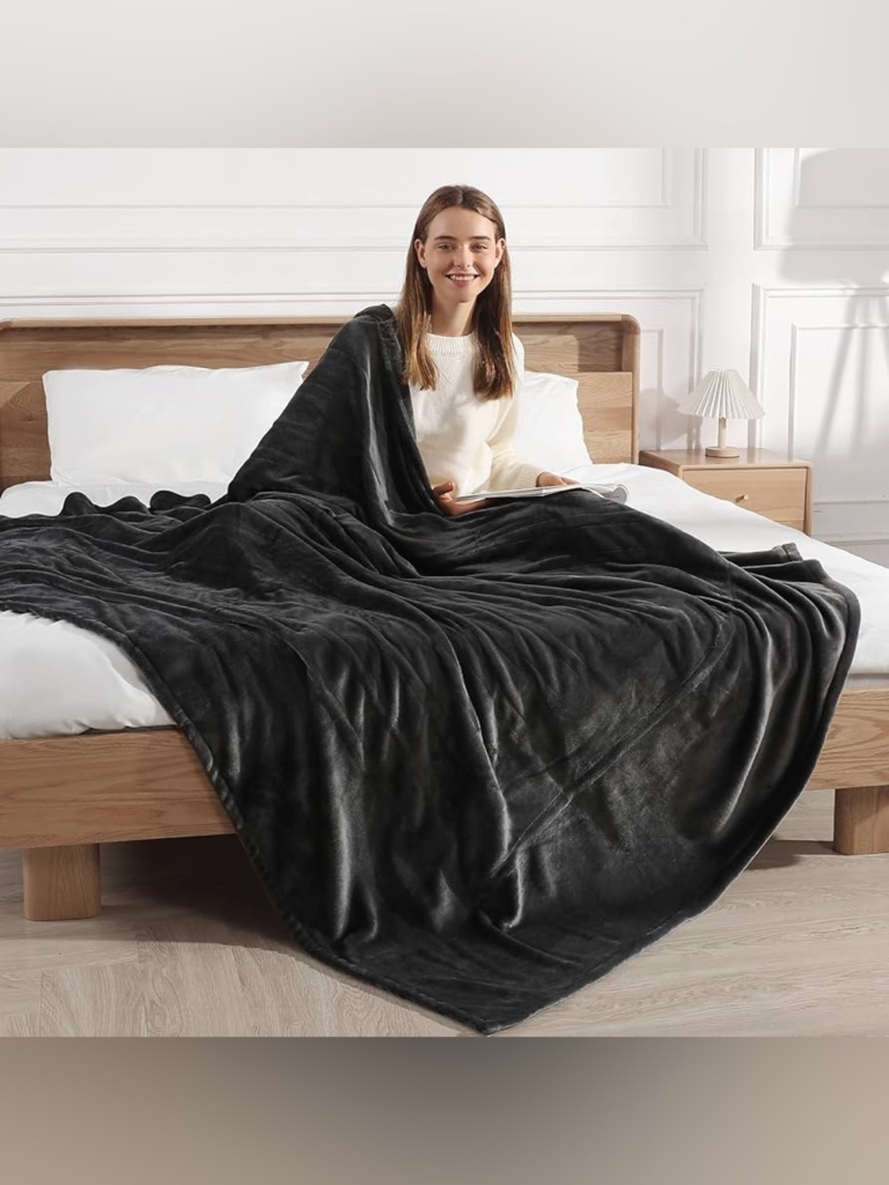 Plush Microfiber Throw Blanket - Charcoal Gray